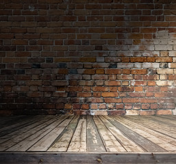 old room with brick wall