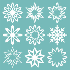 Set of vector snowflakes. Handmade collection for Christmas