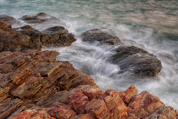 Ocean waves crashing onto the rocks