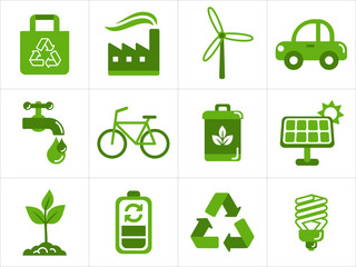 Eco icons set, easy to edit, re-size and colorize
