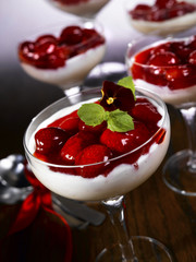 Victorian strawberries. Wooden background. 