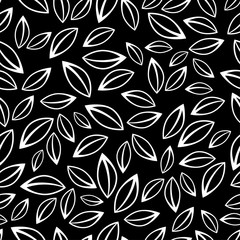 Seamless vector background with decorative leaves. Print. Cloth design, wallpaper.