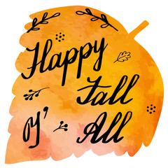 Autumn watercolor banner with hand lettering