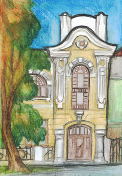 Mansion. Watercolor painting