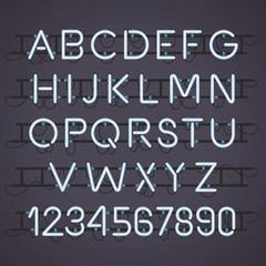 Neon Light Alphabet Vector Font