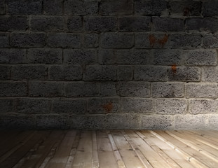 old room with brick wall