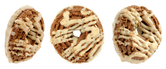 Shortbread cookies with white chocolate from different angles. Isolation