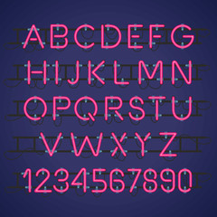 Neon Light Alphabet Vector Font