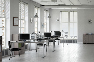 Elegant office interior . Mixed media