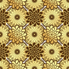 Fototapeta na wymiar Floral golden seamless pattern