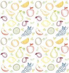 Fototapeta na wymiar Seamless summer fruit pattern