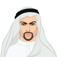 Vector illustration portrait of a arab man in keffiyeh