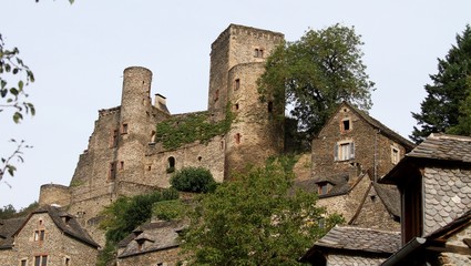 Fototapeta na wymiar Château et village classé de Belcastel en Aveyron,plus beau village de France