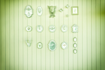 abstract decoration hanging on wall with vintage filter