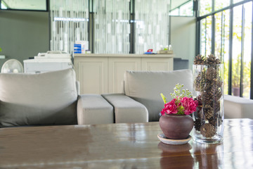 flower on desk for decoration in living room