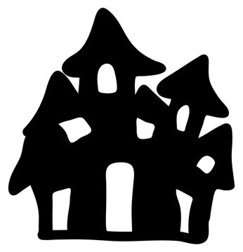 halloween creepy scary hounted house, vector symbol icon design.