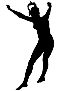 Silhouettes sports girls on a white background