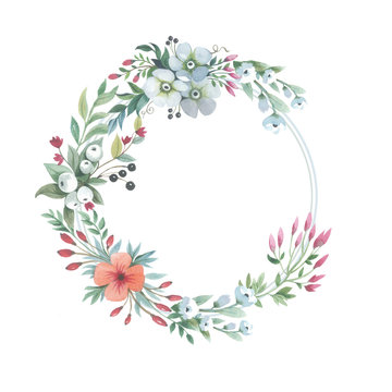 Wildflower lily flower wreath in a watercolor style isolated. Full name of the plant: lily, lilium, lotus, water lily. Aquarelle flower could be used for background, texture, pattern, frame or border.