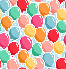 Bunch of colorful balloons seamless pattern