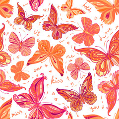 Seamless patterned butterfly background, vector