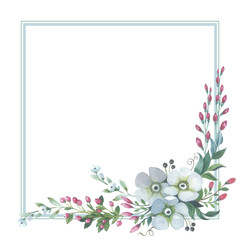Wildflower lily flower frame in a watercolor style isolated. Full name of the plant: lily, lilium, lotus, water lily. Aquarelle flower could be used for background, texture, pattern, frame or border.