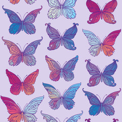 Seamless patterned butterfly background, vector