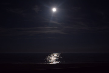 Fototapeta na wymiar Ocean Beneath the Moonlit Sky