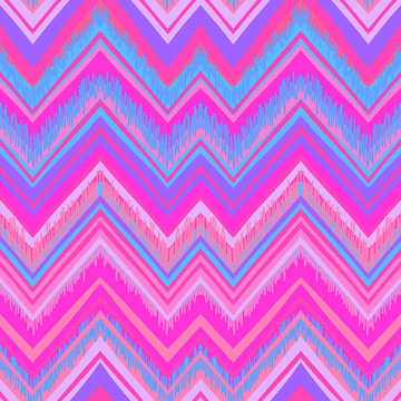 Ethnic zigzag pattern in retro colors, seamless vector backgroun