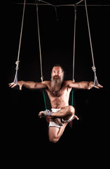 Man in a new type of gymnastics