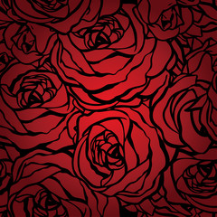 Seamless pattern with flowers roses, vector floral illustration