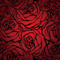 Seamless pattern with flowers roses, vector floral illustration