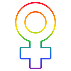 Lesbian symbol, rainbow flag Venus symbol isolated