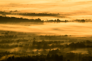 Foggy morning in Virginia. View from Skyline Drive, Shenandoah National Park.