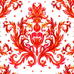 Floral pattern elements. Vector watercolor background