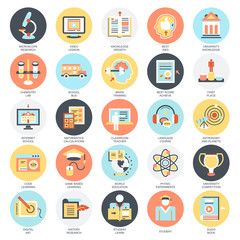 Flat icons pack of internet education