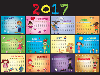 A 2017 annual calendar template.