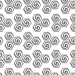 Swirl black and white. Abstract geometric background with swirls. Seamless pattern.