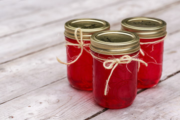 Three jars of homemade Crabapple Jelly
