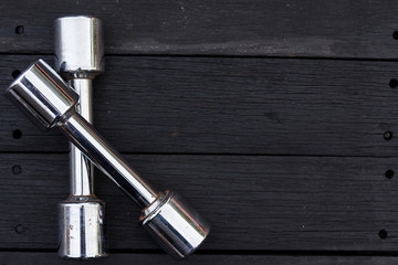 exercise weights - iron  silver dumbbell