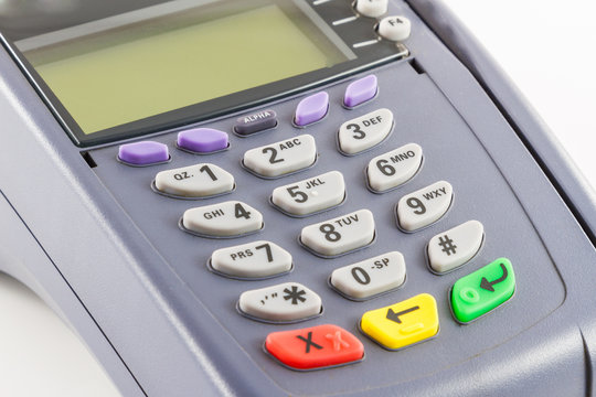 Side view of old credit card reader machine