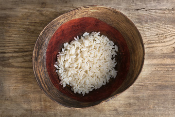 Poverty concept, bowl of rice with Japanese flag