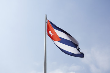 National flag of Cuba on a flagpole
