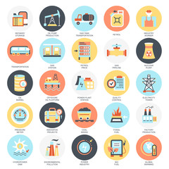 Flat icons pack of power industry