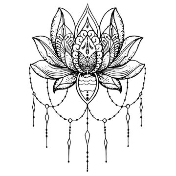 эскиз татуировки флористика цветок лилия линии