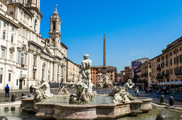 Fototapeta na wymiar Rome, Piazza Navona with the St. Agnes in Agone church