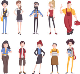 Fototapeta premium Group of business cartoon young people 