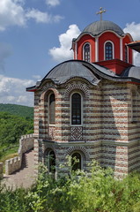 Part of new church in restored Montenegrin or Giginski monastery  St. St. Cosmas and Damian, mountain Kitka, Breznik, Pernik region, Bulgaria 