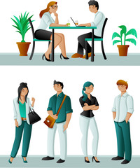 Group of business cartoon young people
