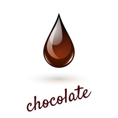 Vector illustration of drop of liquid sweet chocolate syrup