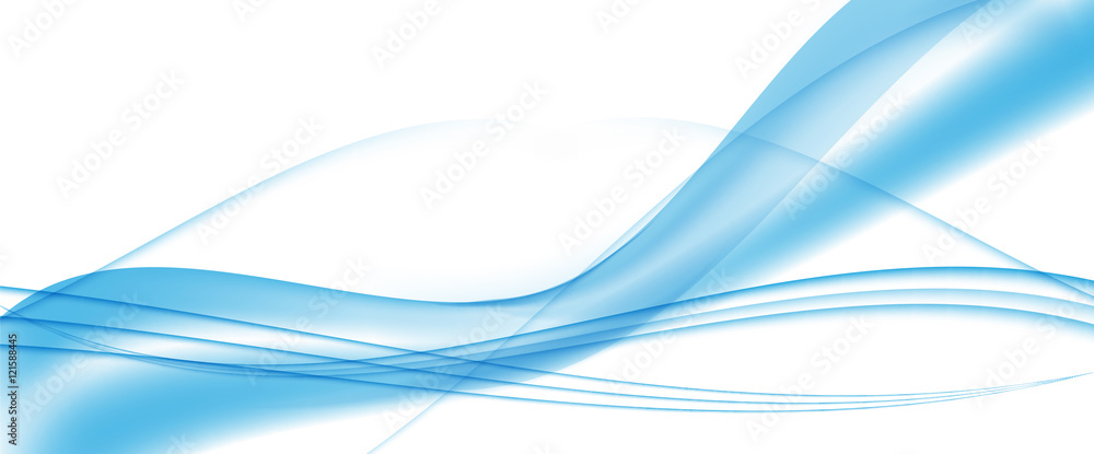 Wall mural abstract blue wave set on transparent background. vector illust